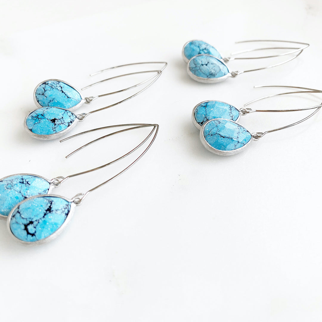 Turquoise Stone Drop Earrings. Turquoise and Silver Earrings