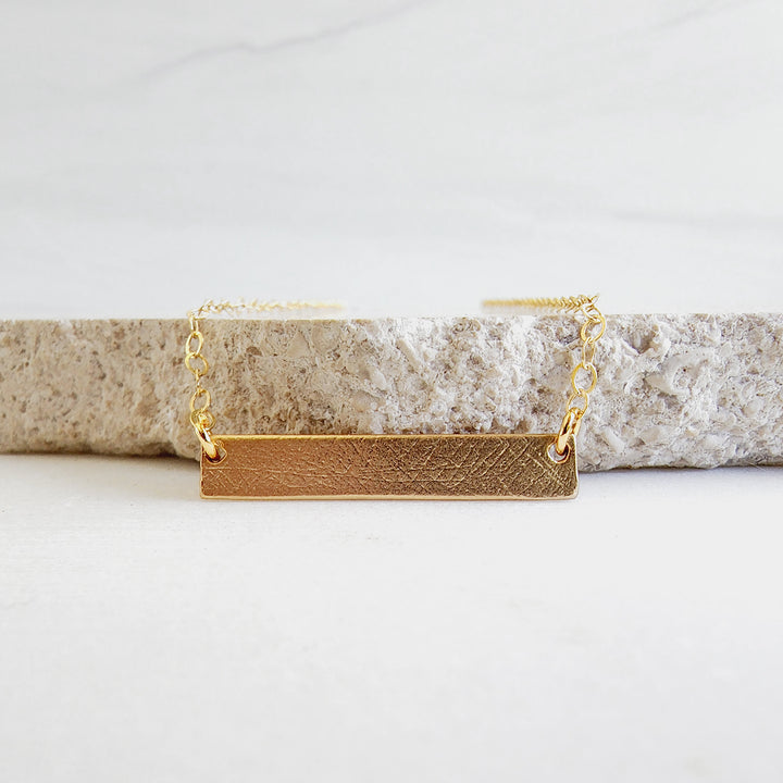 Dainty Rectangle Bar Necklace in Gold