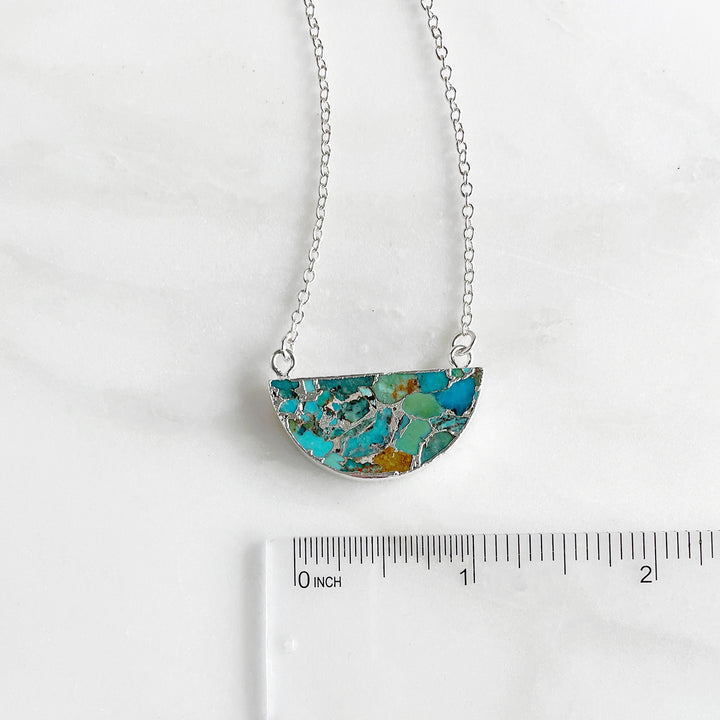 Turquoise Crescent Necklace in Sterling Silver