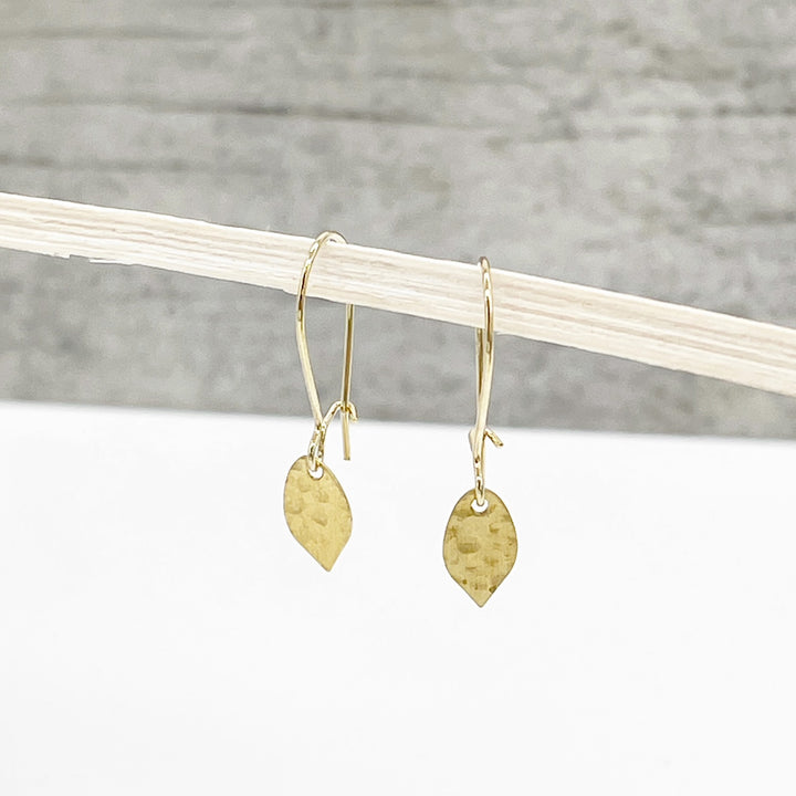 Sweet Textured Teardrop Earrings in Brass Gold