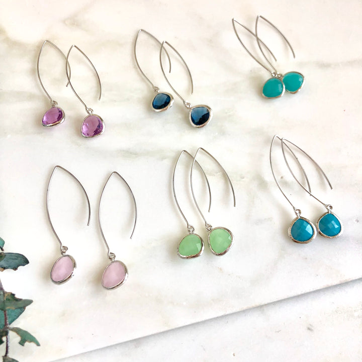 Long Silver Wide Teardrop Earrings. Silver Dangle Earrings. Bridal Earrings. Bridesmaids Earrings.