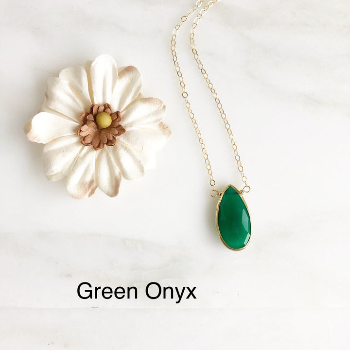 Teardrop Gemstone Necklace. Natural Jewelry. Choose Stone