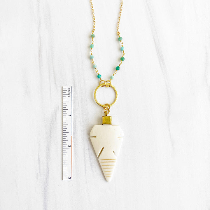 Long Arrow Necklace with Amazonite Beading in Gold