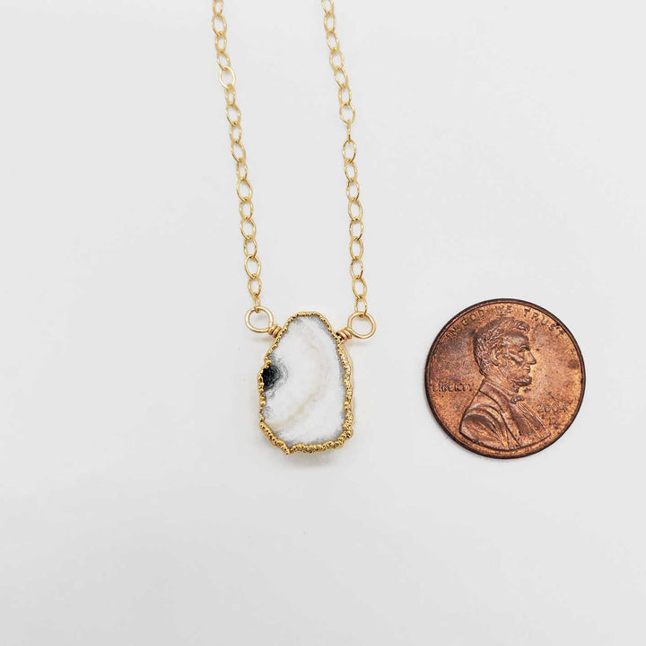 Solar Quartz Gemstone Slice Necklace in Gold