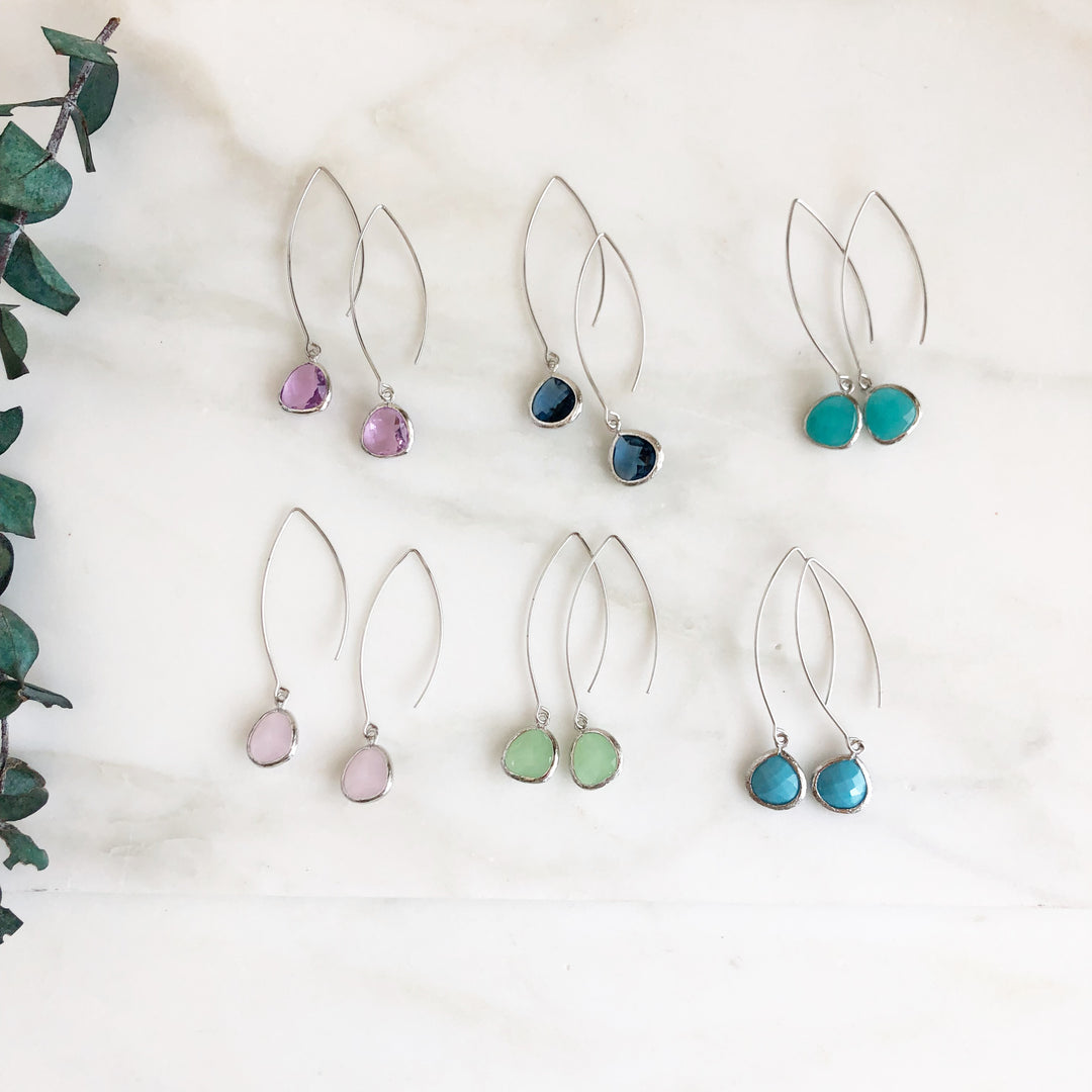 Long Silver Wide Teardrop Earrings. Silver Dangle Earrings. Bridal Earrings. Bridesmaids Earrings.