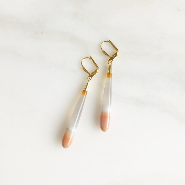Long Agate Drop Earrings. Gemstone Drop Earrings