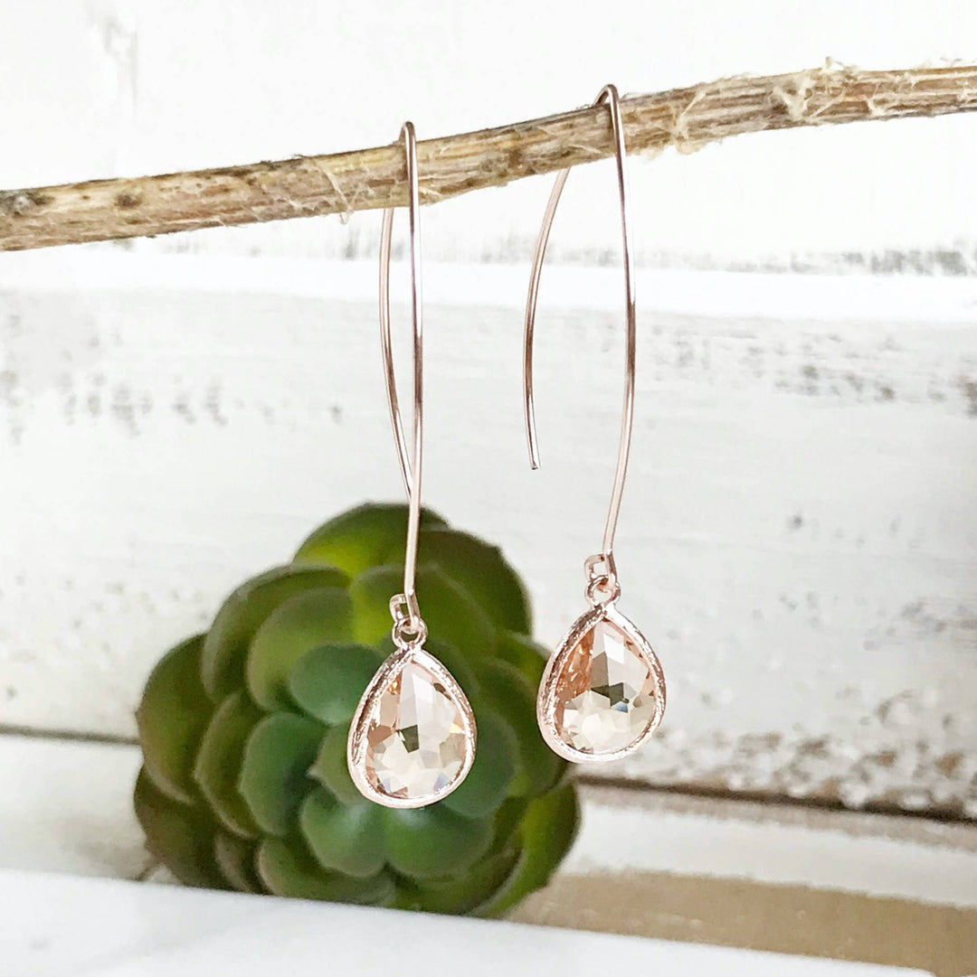 Champagne Glass Drop Earrings in Rose Gold