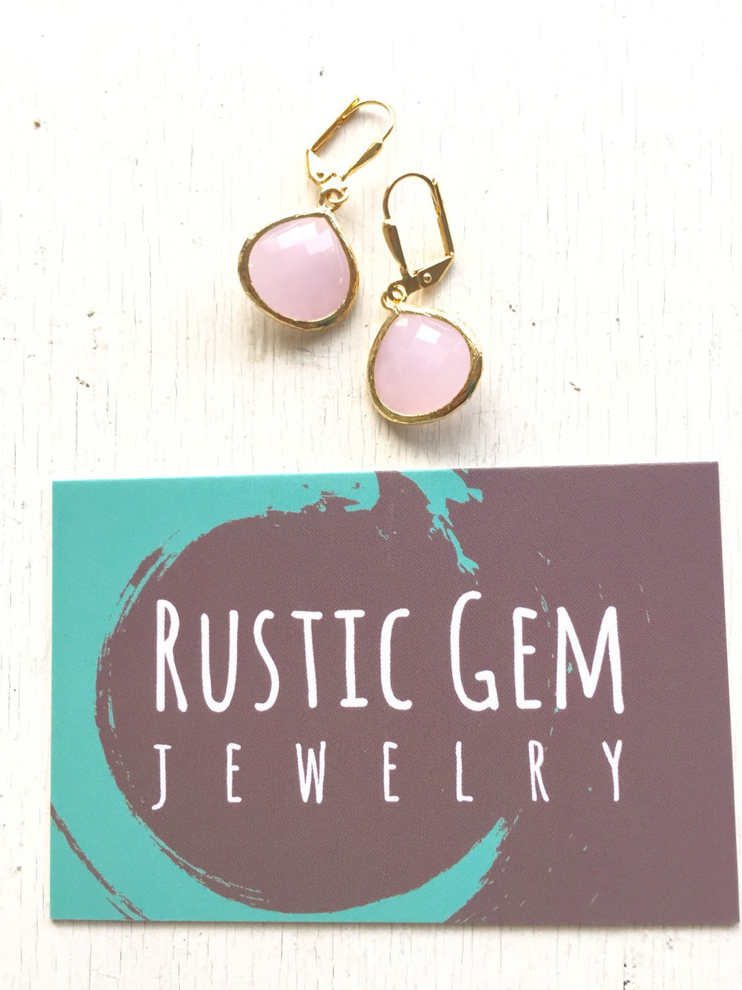 Simplicity Drop Earrings - Soft Pink Faceted Glass Teardrop in Gold. Simple Gold Earrings. Pink Fashion Earrings. Gift for Her.