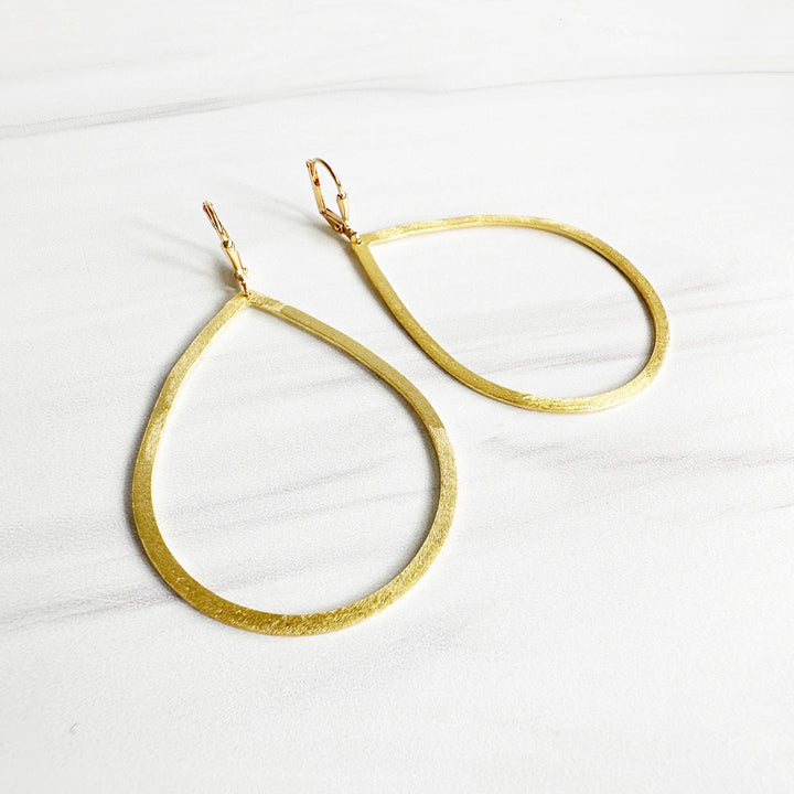 Large Teardrop Statement Earrings in Brushed Gold and Silver
