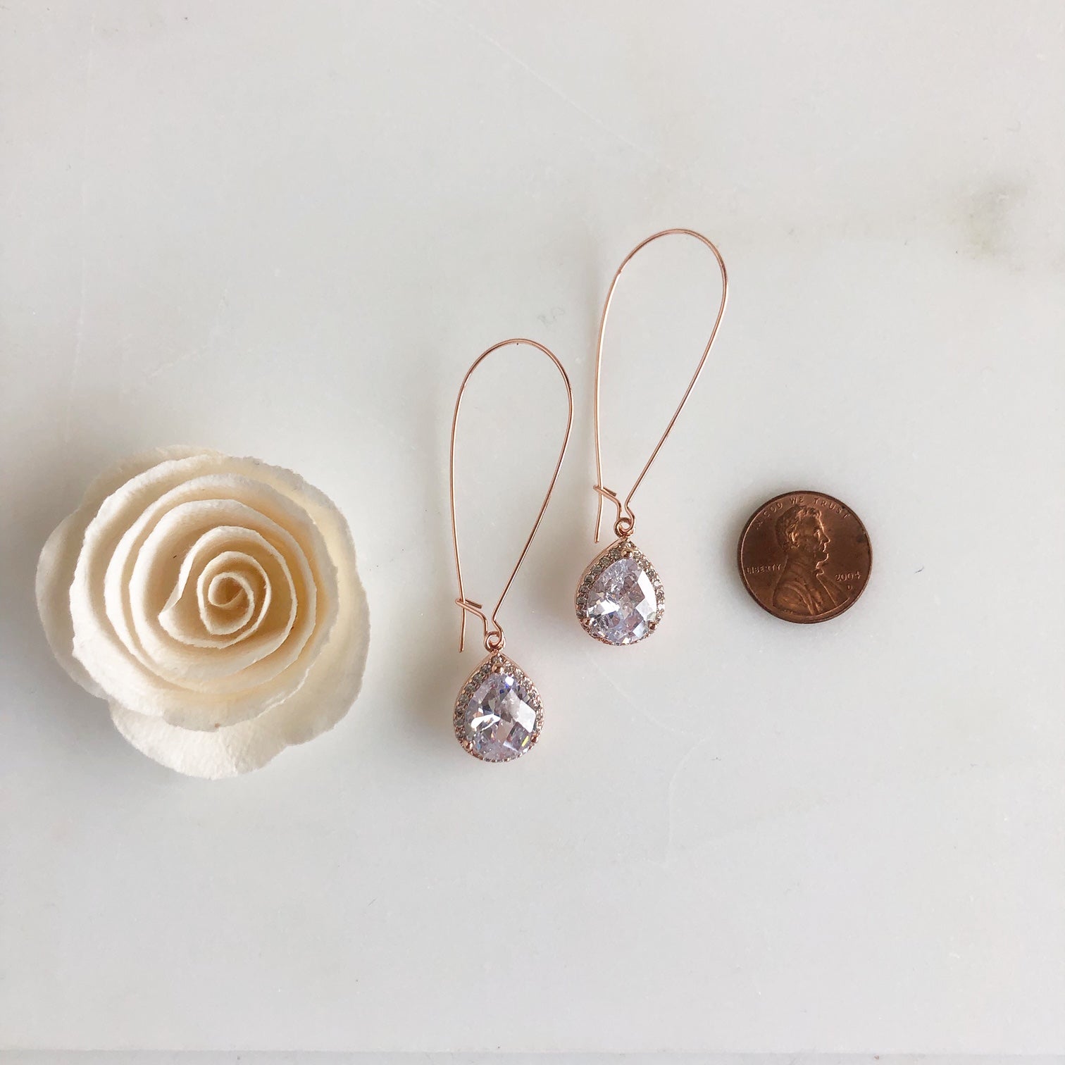 Rose Gold Teardrop Bridesmaid Earrings | Shop Beautiful Bridal Jewelry and  Gifts