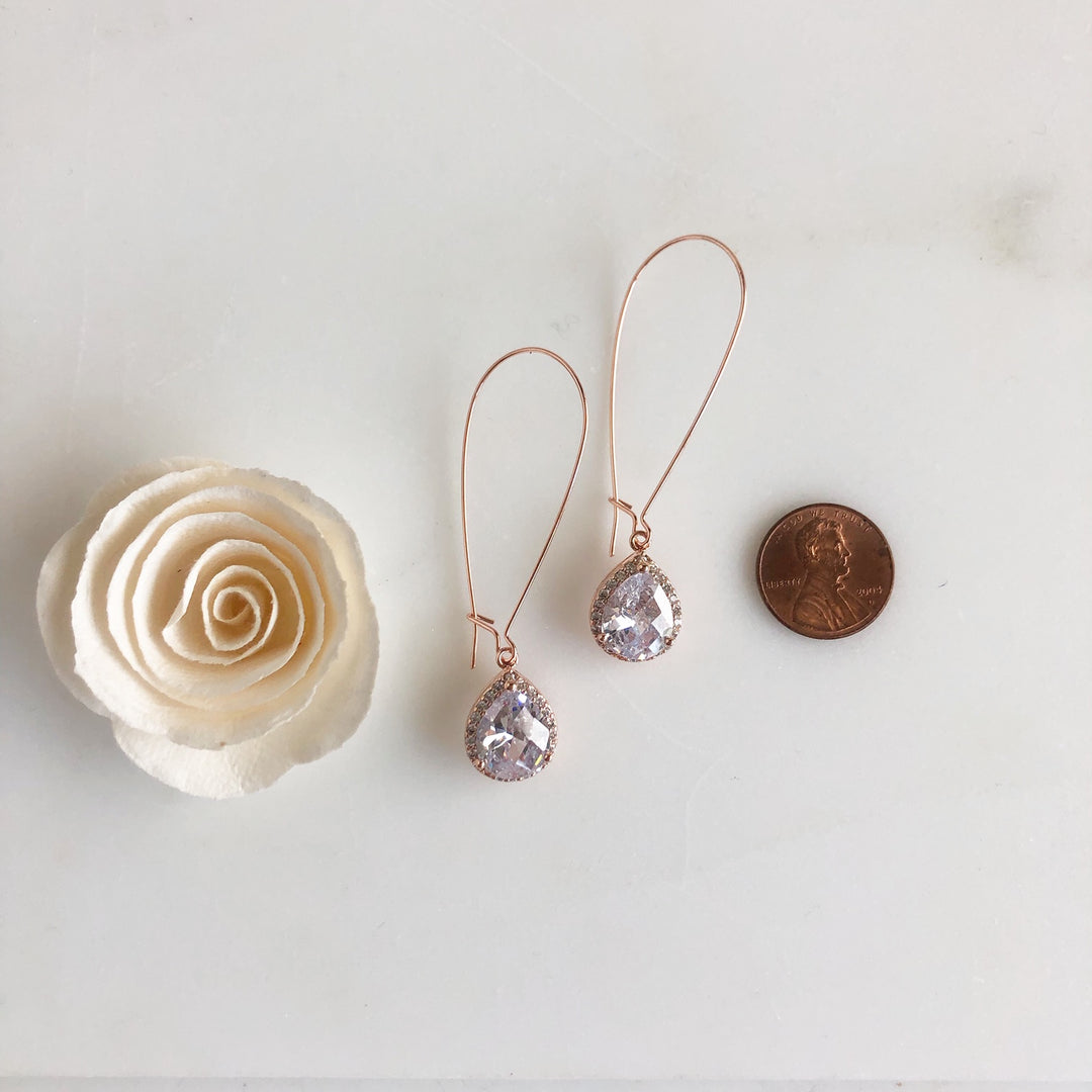 Large Rose Gold Drop Earrings. Bridesmaid Gift. Drop Earrings. Wedding Jewelry.
