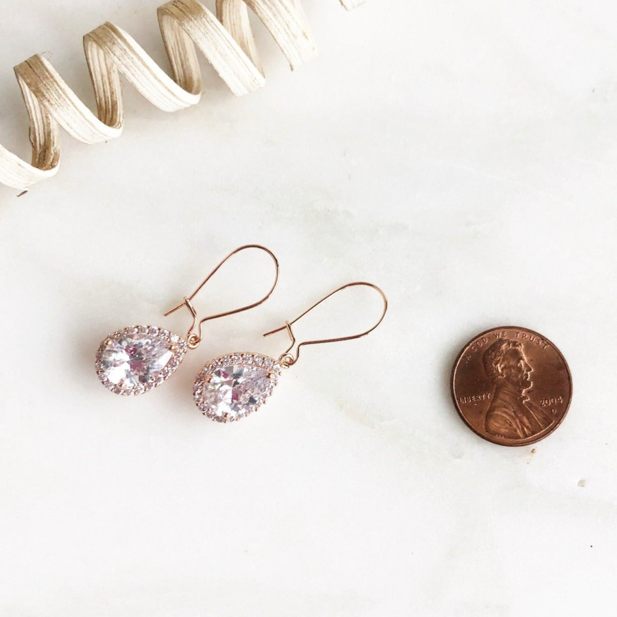 Rose Gold Geometric CZ threader earring, Double Piercing Earring, Modern Simple  Jewelry, Everyday Earrings, Square Crystal Earrings