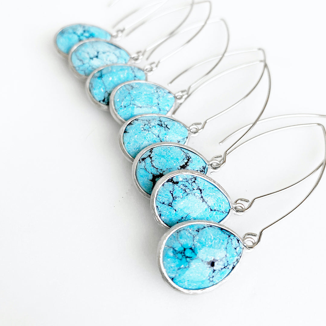 Turquoise Stone Drop Earrings. Turquoise and Silver Earrings