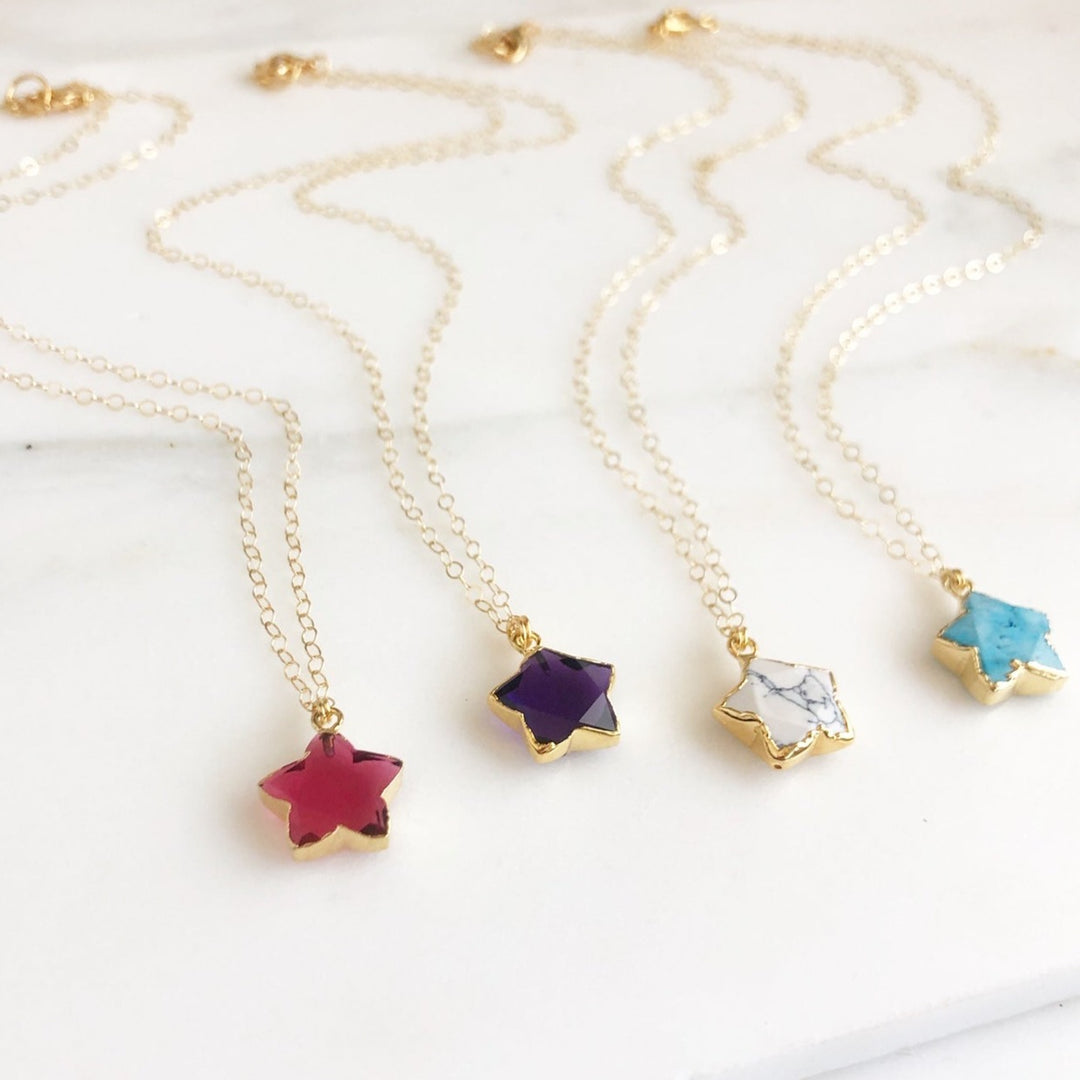 Gemstone Star Necklace in Gold