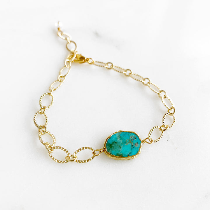 Ocean Jasper Opal Chain Bracelet in Gold