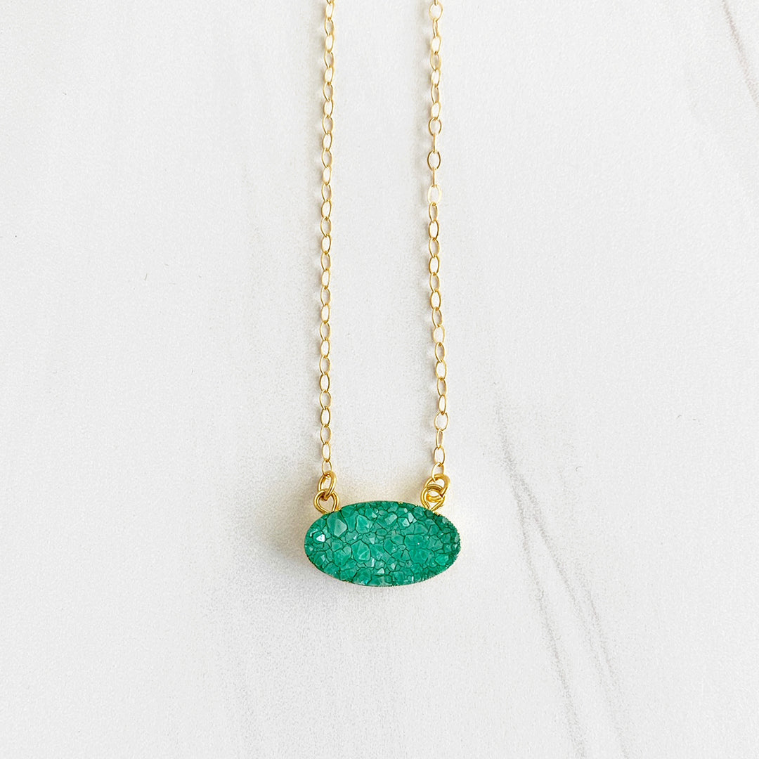 Colorful Oval Druzy Necklace in Gold