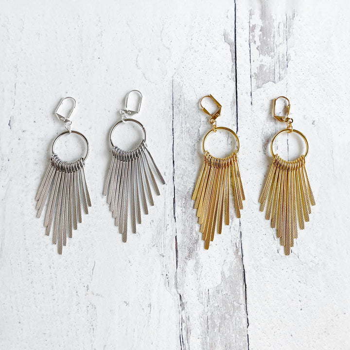 Fringe Statement Earrings in Silver or Gold