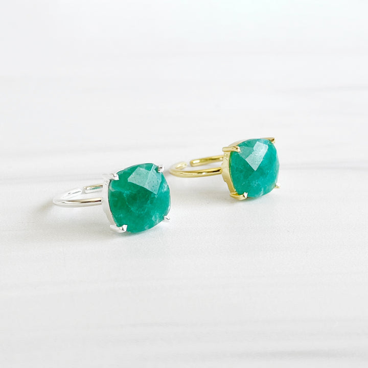 Dyed Emerald Gemstone Ring Prong Setting in Silver or Gold
