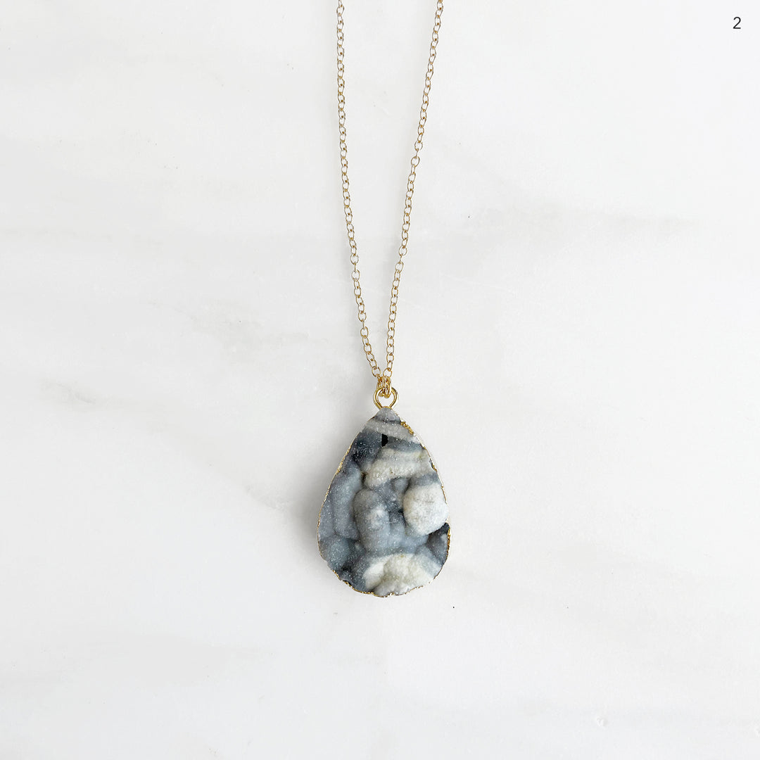 Chunky Raw Druzy Teardrop Necklace in Gold