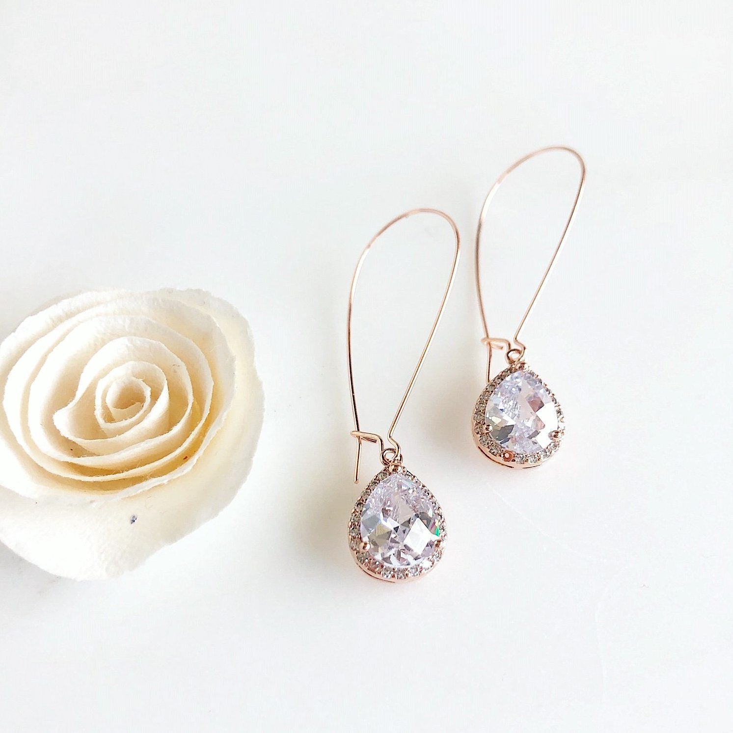 Round Cut Solitaire Drop Earrings