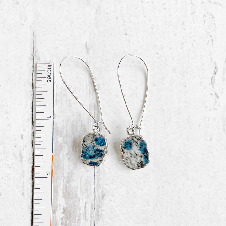 Simple Gemstone Slice Drop Earrings in Silver