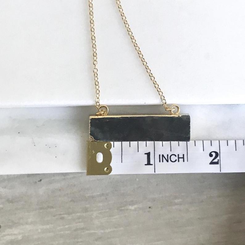 Simple Gold Bar Necklace. Labradorite Necklace. Everyday Gold Bar Necklace