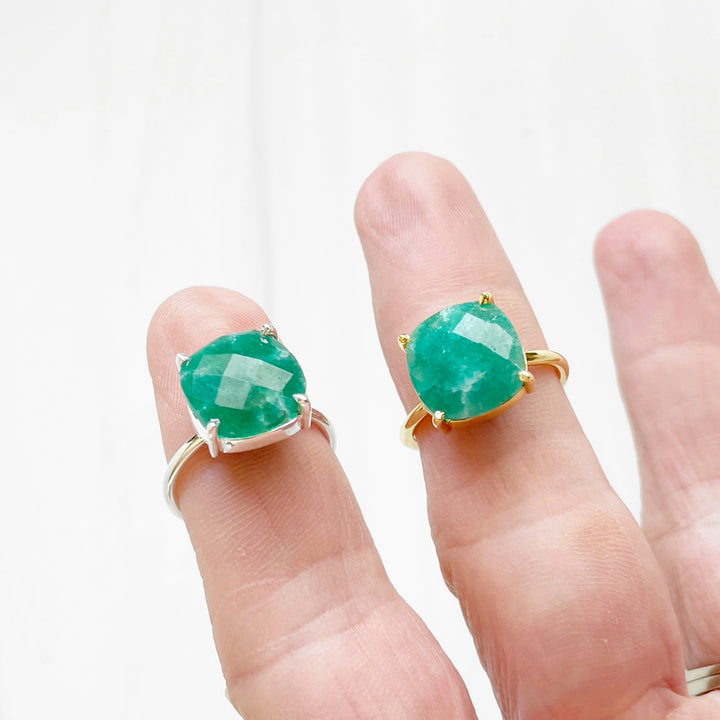 Dyed Emerald Gemstone Ring Prong Setting in Silver or Gold