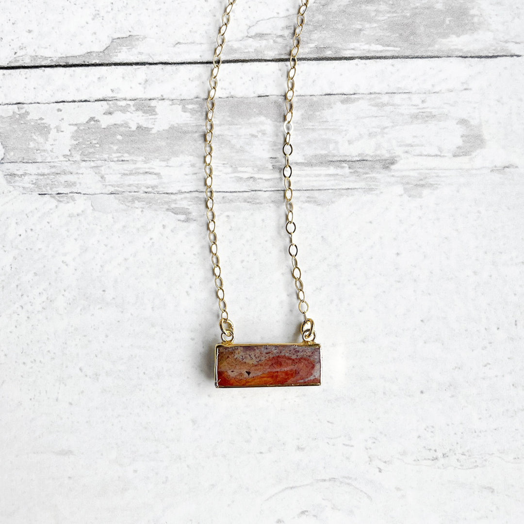Simple Jasper Bar Necklace in Gold