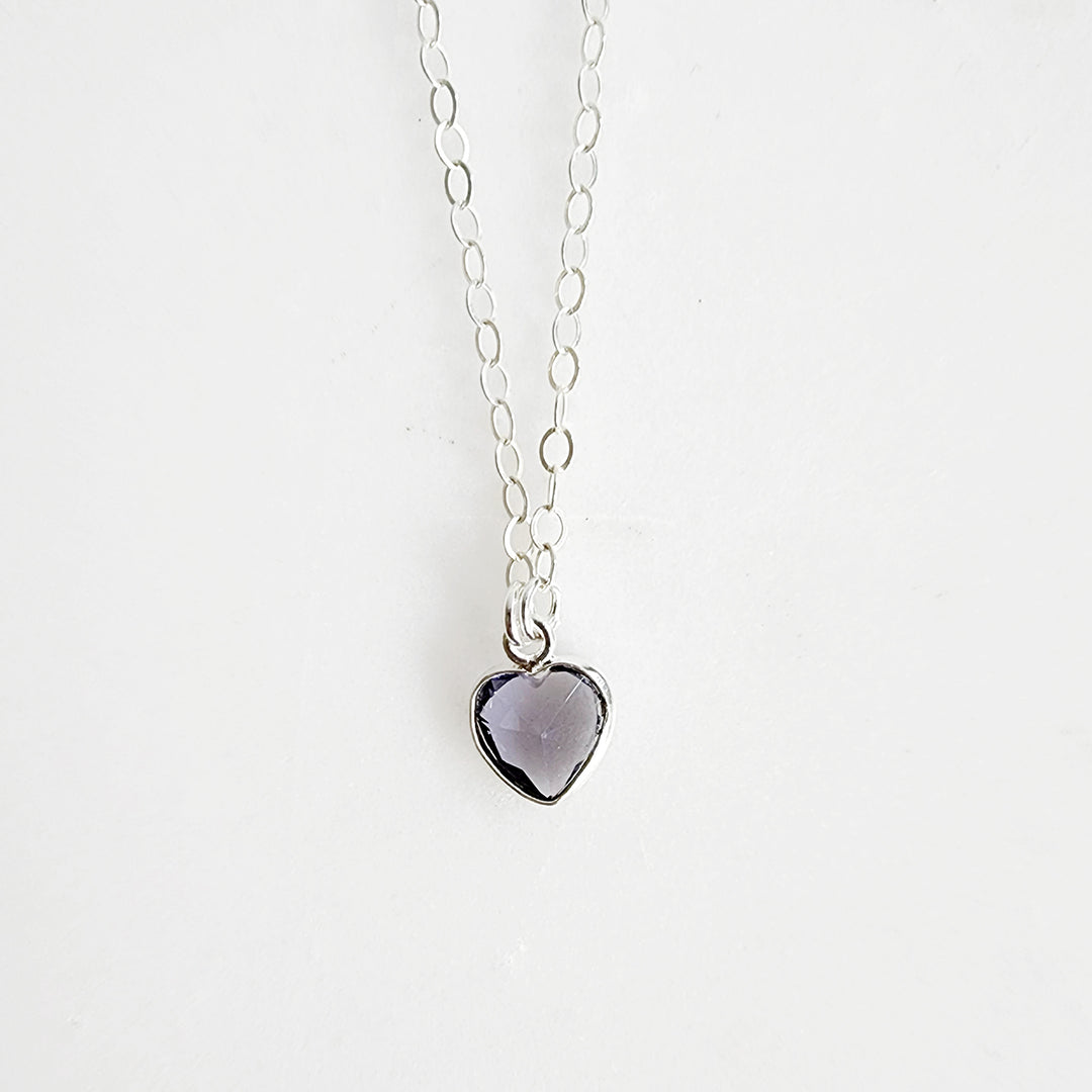 Delicate Heart Shaped Gemstone Necklace in Sterling Silver