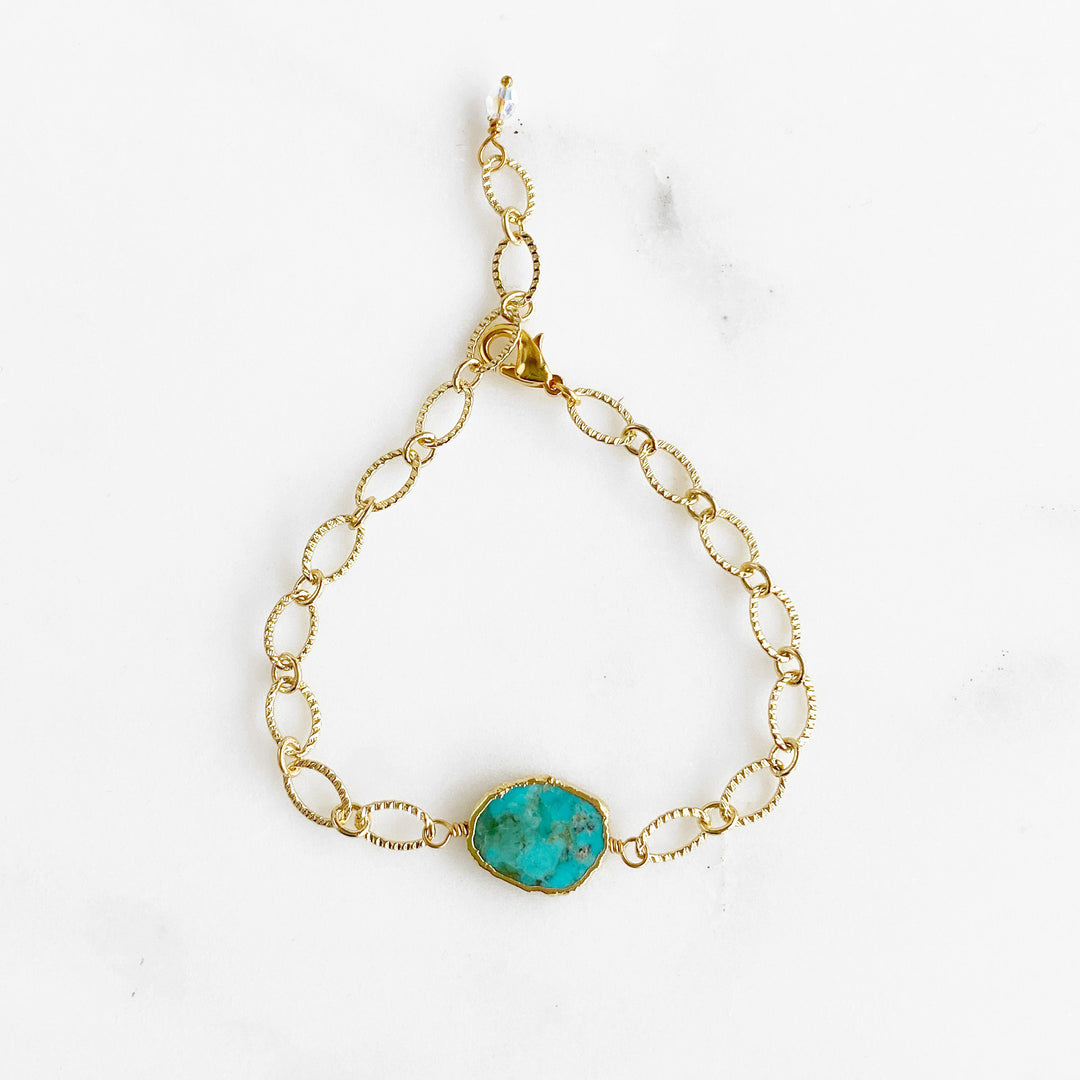 Ocean Jasper Opal Chain Bracelet in Gold
