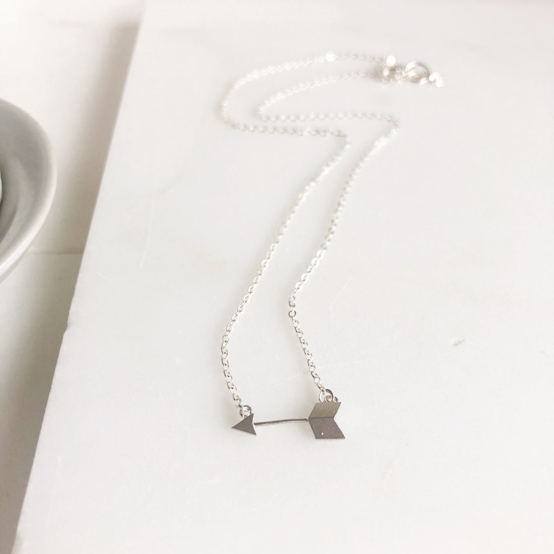 Dainty Arrow Necklace in Silver. Silver Layering Necklace. Sterling Silver.