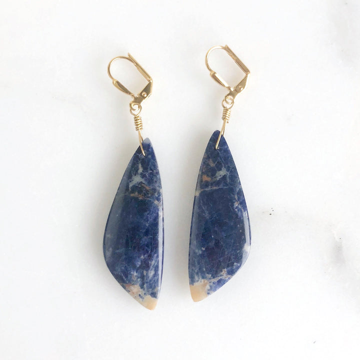 Unique Wing Shape Gemstone Earrings in Sodalite, Unakite, Chrysocolla, Howlite, and Crazy Lace Agate