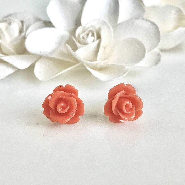 Rose Stud Earrings. Bridesmaids Flower Girl Earrings