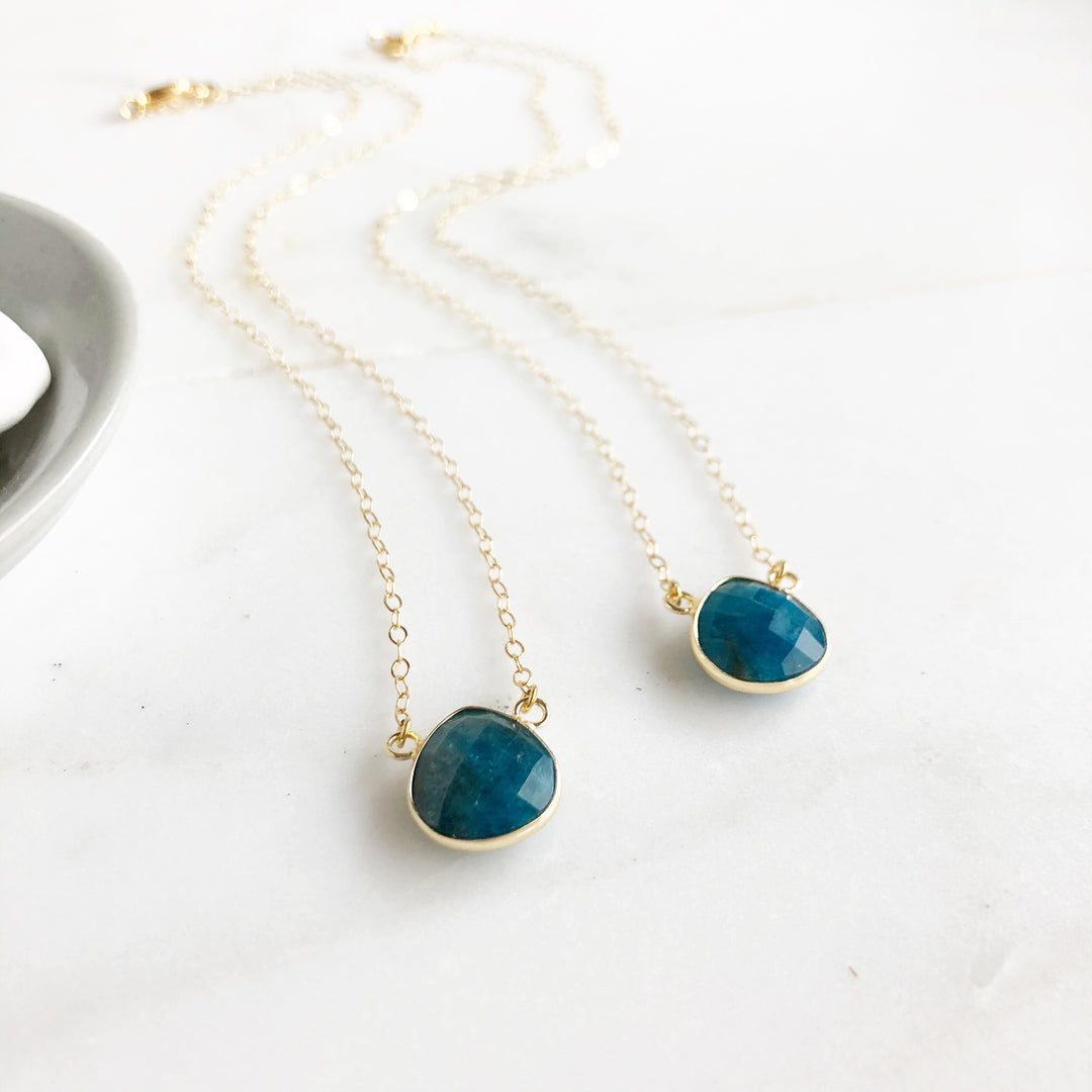 Apatite Water Drop Necklace in Gold. Simple Stone Necklace