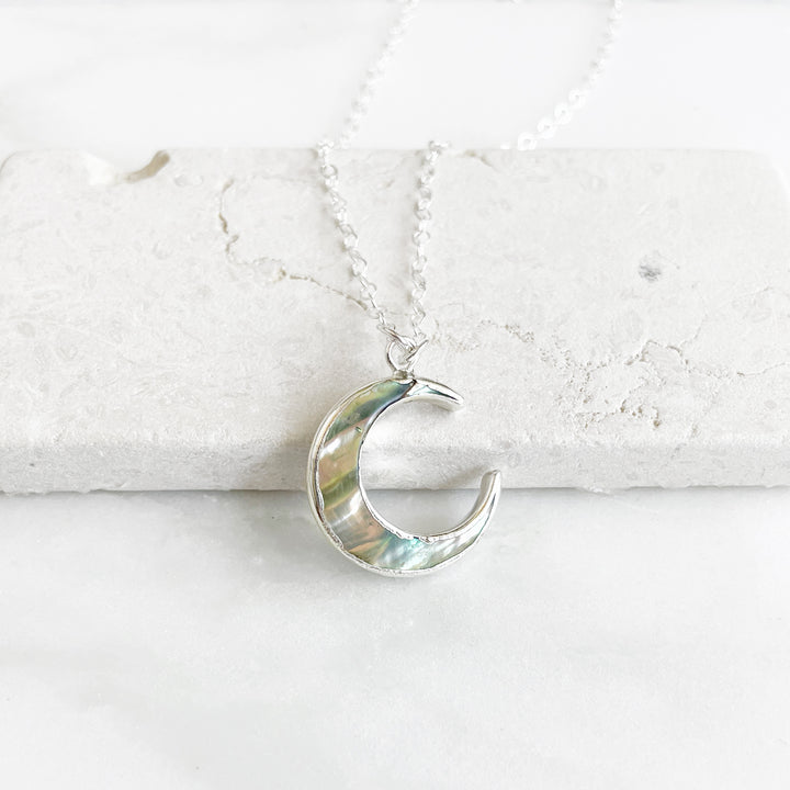 Abalone Crescent Necklace in Silver