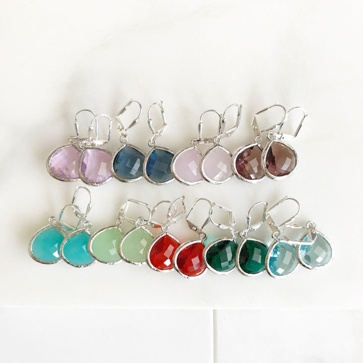 Simple Drop Earrings in Silver - Choose Color. Dangle Earrings. Simple Earrings. Drop Earrings. Gift. Bridesmaids Jewelry.