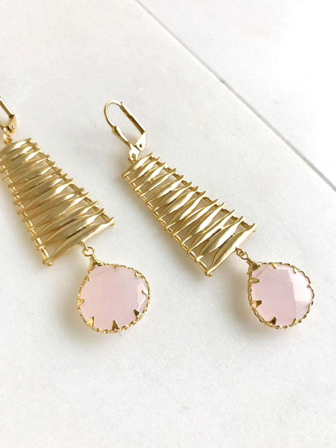 Pink Earrings. Pink Statement Earrings. Gold Statement Earrings. Statement Jewelry. Long Pink Earringa. Jewelry Gift.