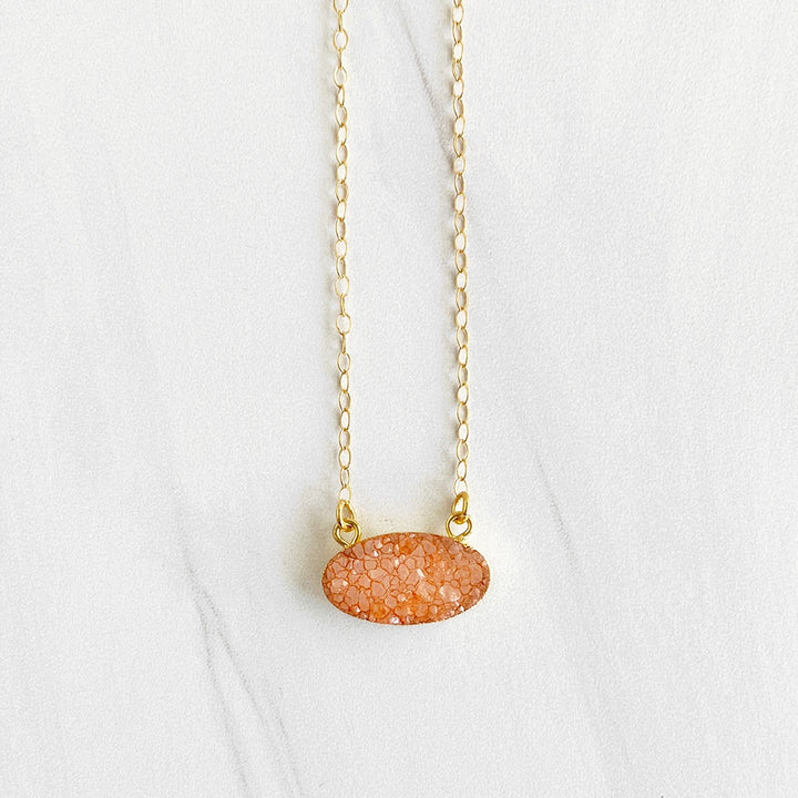Colorful Oval Druzy Necklace in Gold