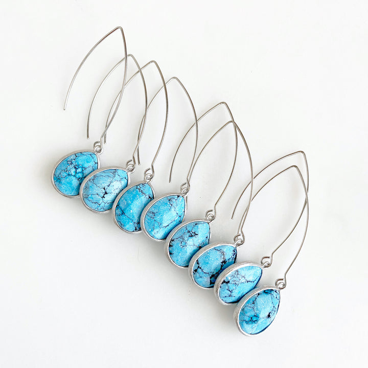Turquoise Stone Drop Earrings. Turquoise and Silver Earrings