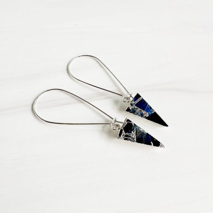 Sapphire Mojave Triangle Drop Earrings in Silver