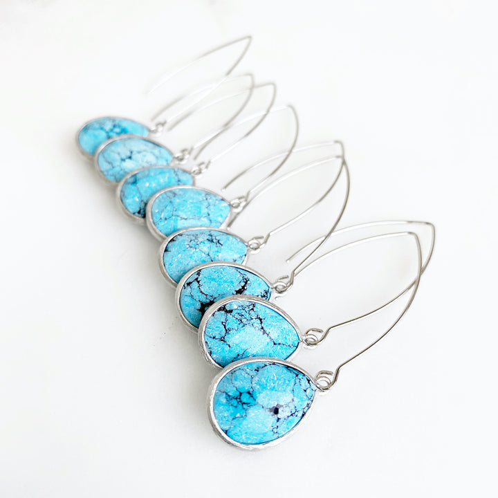 Turquoise Stone Drop Earrings. Turquoise and Silver Earrings