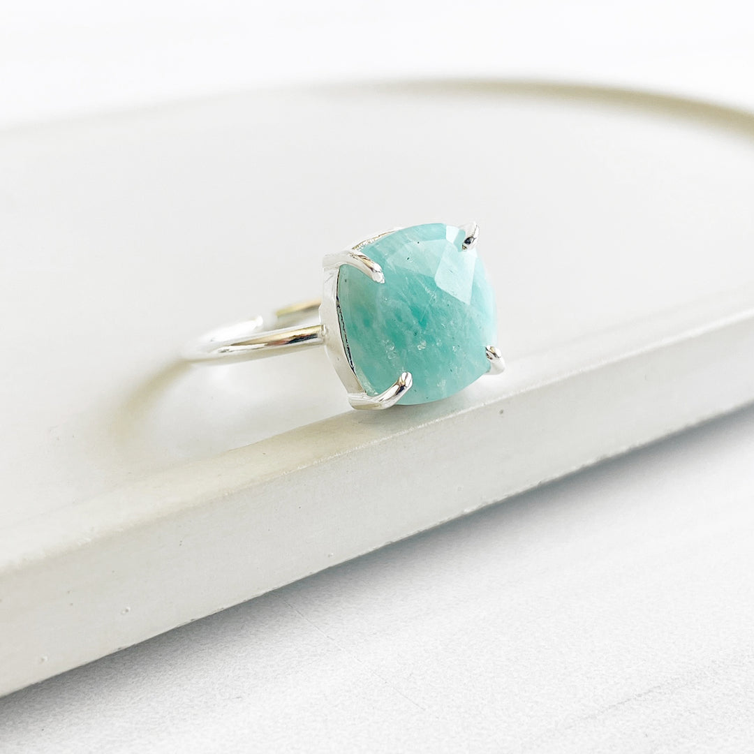 Amazonite Gemstone Ring Prong Setting in Silver or Gold