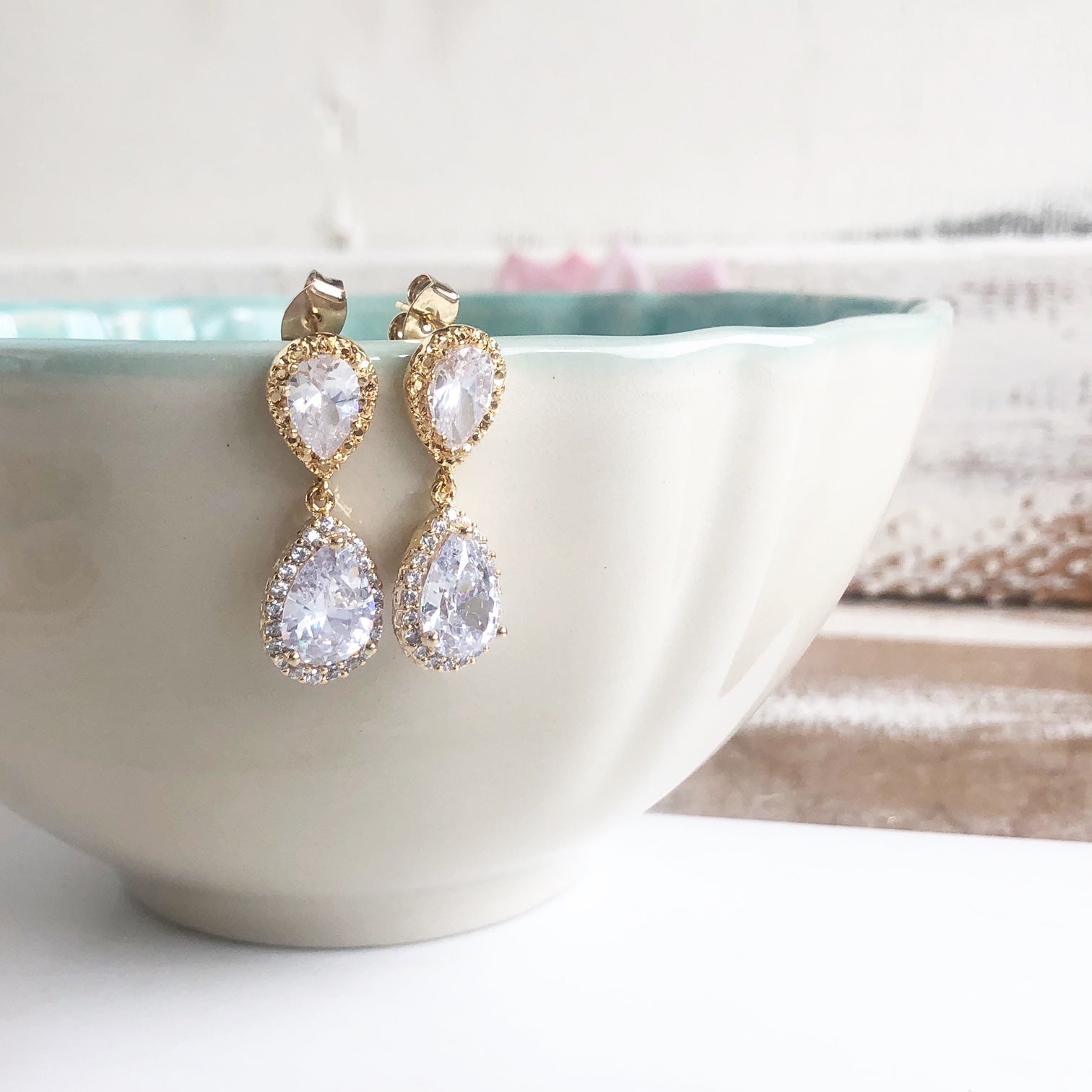 Bridal Earring : Buy Emerald & Uneven Pearl Drop Diamond Earrings For Women