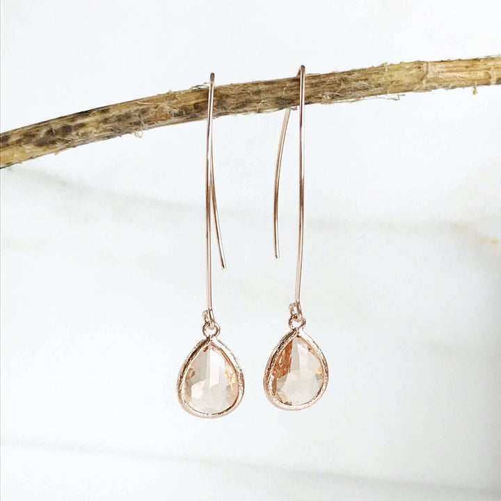 Champagne Glass Drop Earrings in Rose Gold