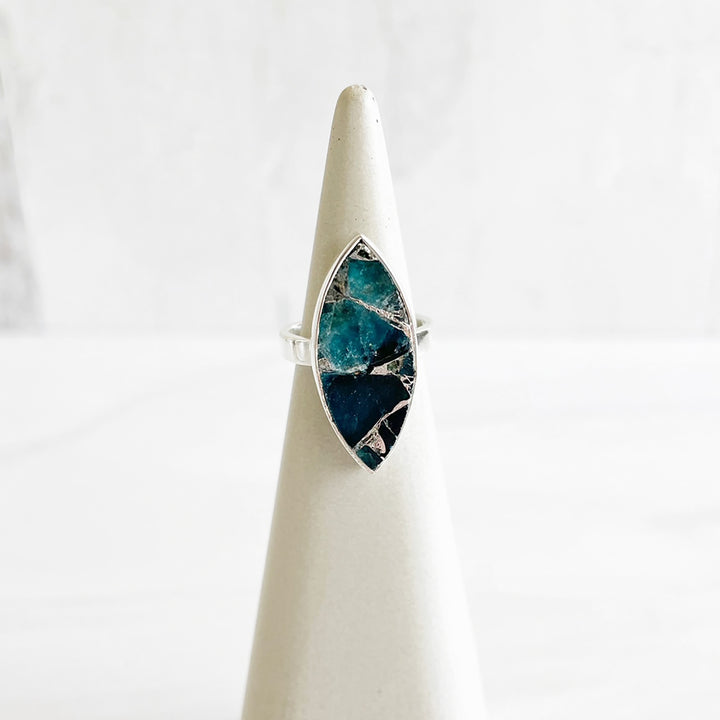 Teal Mojave Marquise Statement Ring in Gold and Silver