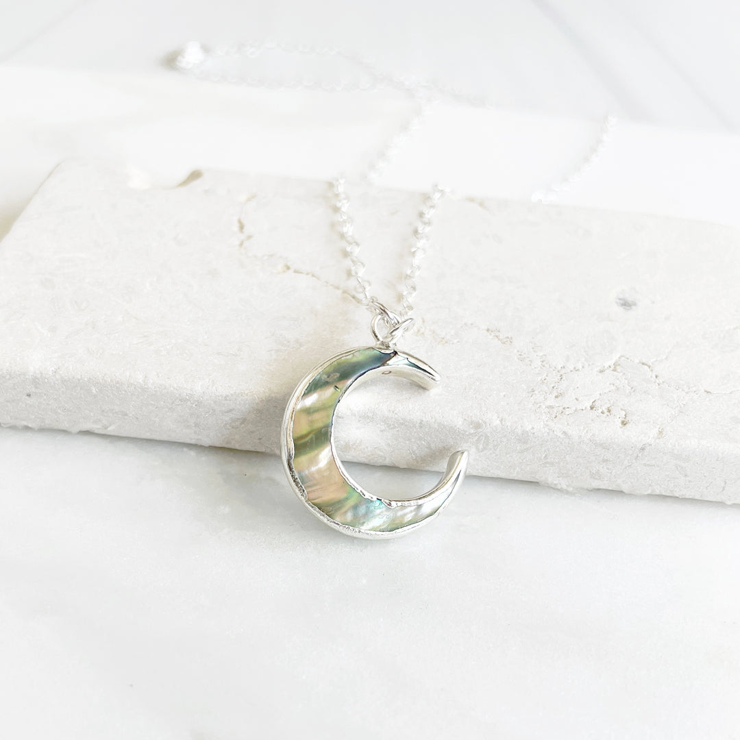 Abalone Crescent Necklace in Silver