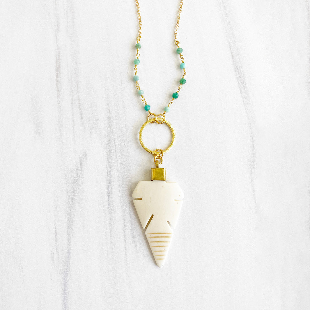 Long Arrow Necklace with Amazonite Beading in Gold