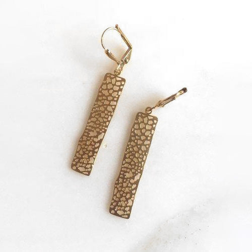 Small Rectangle Drop Earrings in Gold