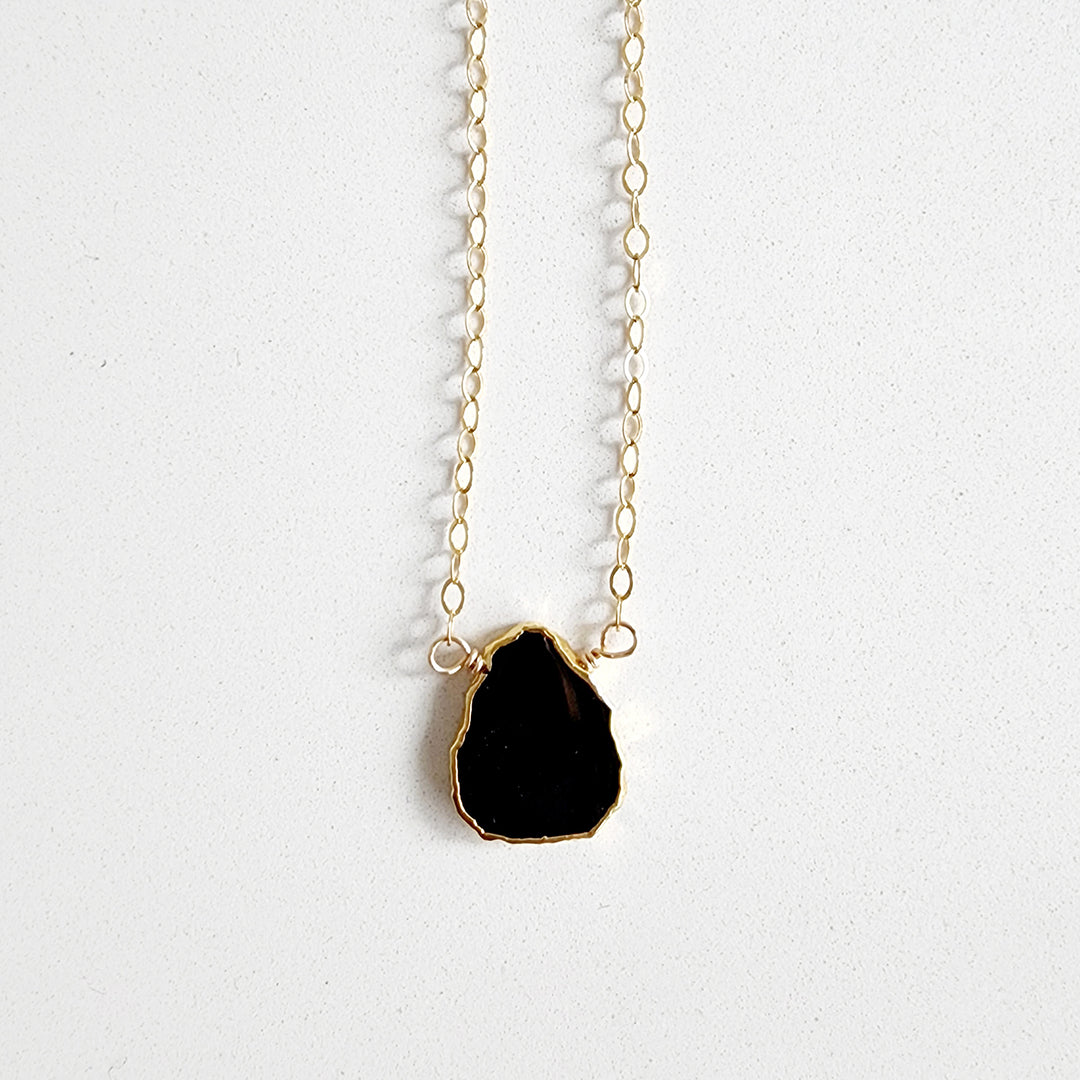 Gemstone Slice Layering Necklaces in Gold