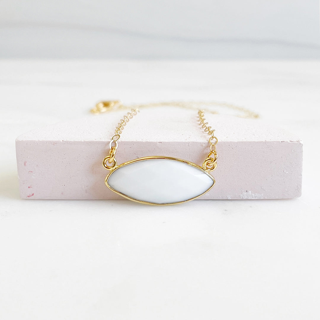 Marquise Bezel Pendant Necklace in Gold